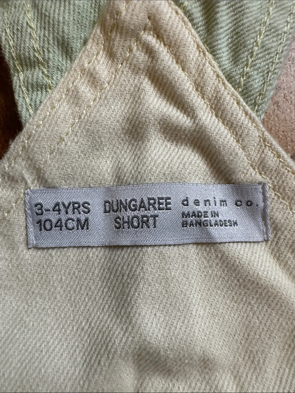 Denim co. Short Overalls size 3 to 4 years Pastel Colorblock cotton 90s Y2K